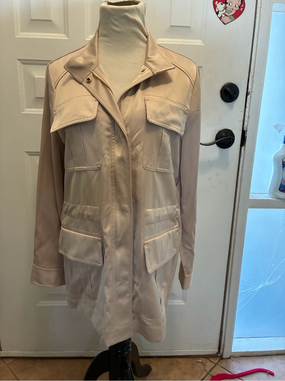 Chico's Light Beige Utility Jacket with Front Flap Pockets